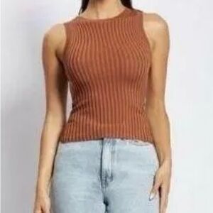 Andria Ribbed Knit Tank Top With Back Cut-Out - NWT